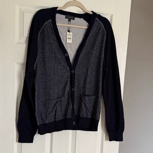 Mens Black and Gray Cardigan Sweater